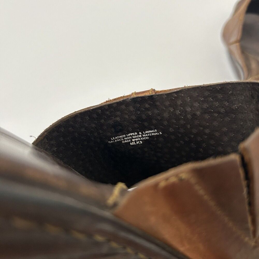 Born Brown Strappy Peep Toe Wedge Slip On Mules Sandals Size 8 EU 39 - Picture 8 of 8